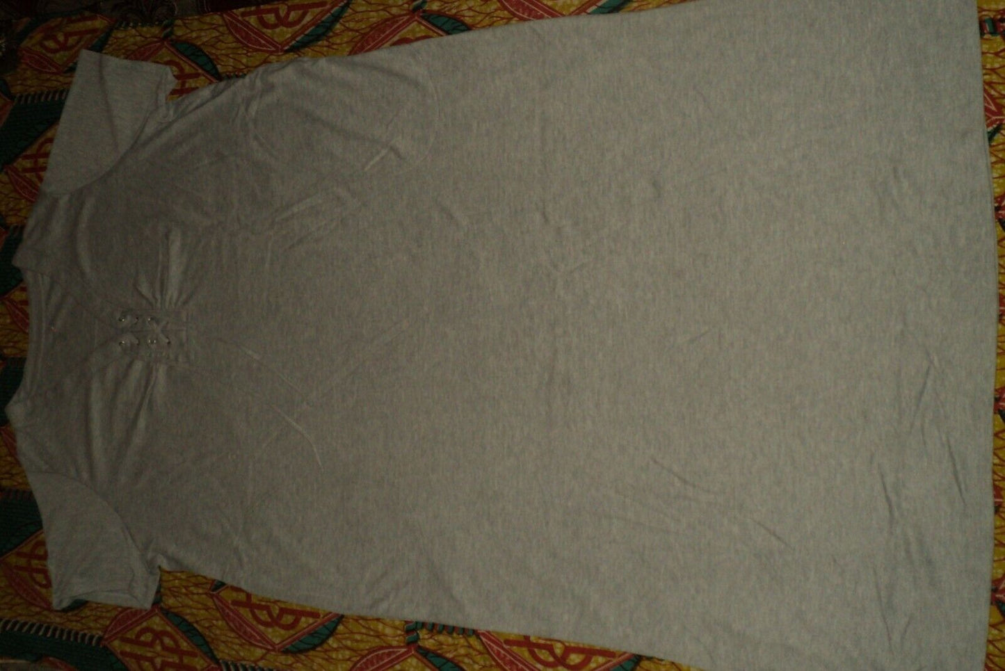 Dreams & Co. Plus Size Heather Grey Solid Lace-Up Lounger Size L(18/20)
