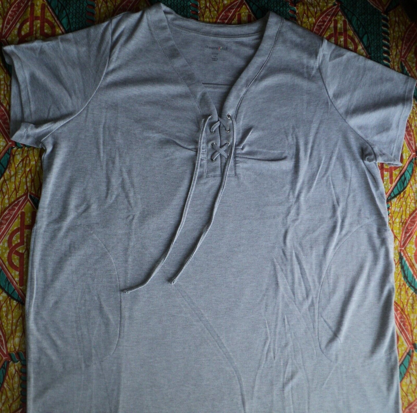 Dreams & Co. Plus Size Heather Grey Solid Lace-Up Lounger Size L(18/20)