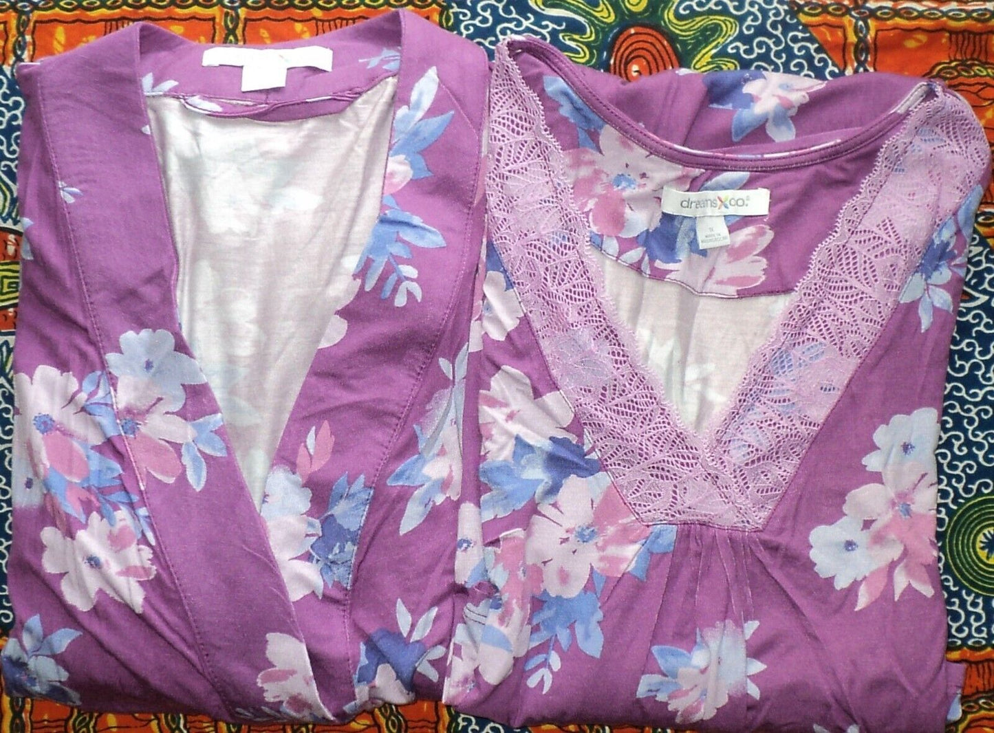 Dreams & Co. Plus Size Fresh Berry Knit Gown & Robe Set Size L(18/20)