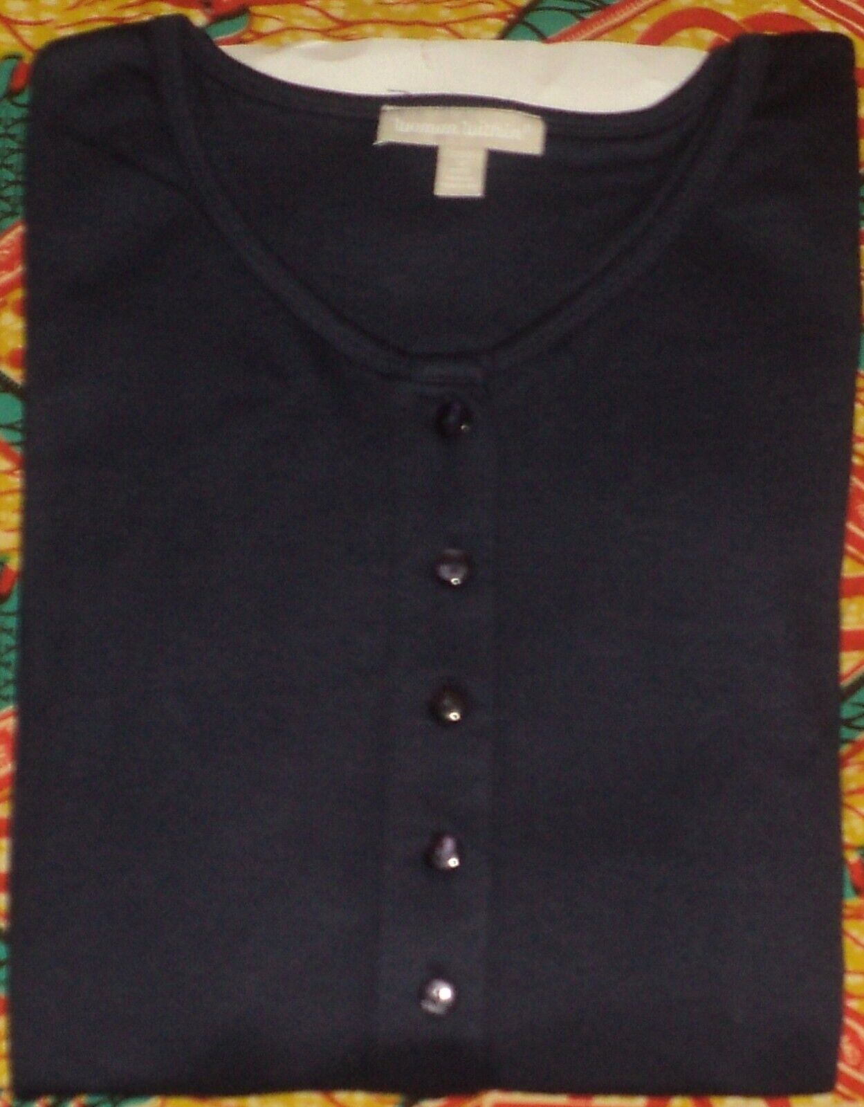 Woman Within Petite Plus Size Navy Button Front Empire Waist Dress Sz 4X(34/36)