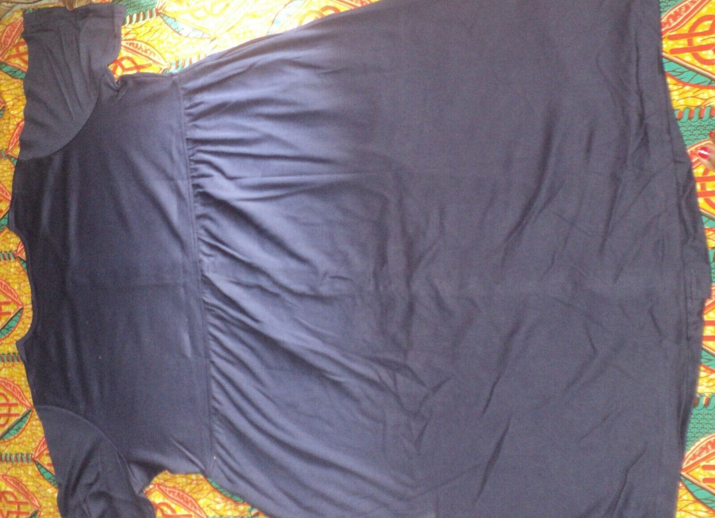 Woman Within Petite Plus Size Navy Button Front Empire Waist Dress Sz 4X(34/36)