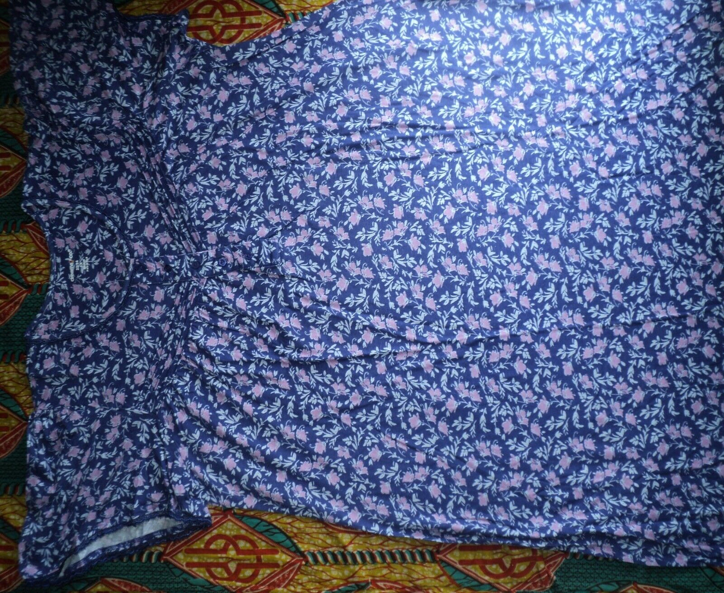 Dreams & Co. Plus Size Blue Sapphire Bud Long Cotton Knit Nightgown Sz 6X(42/44)