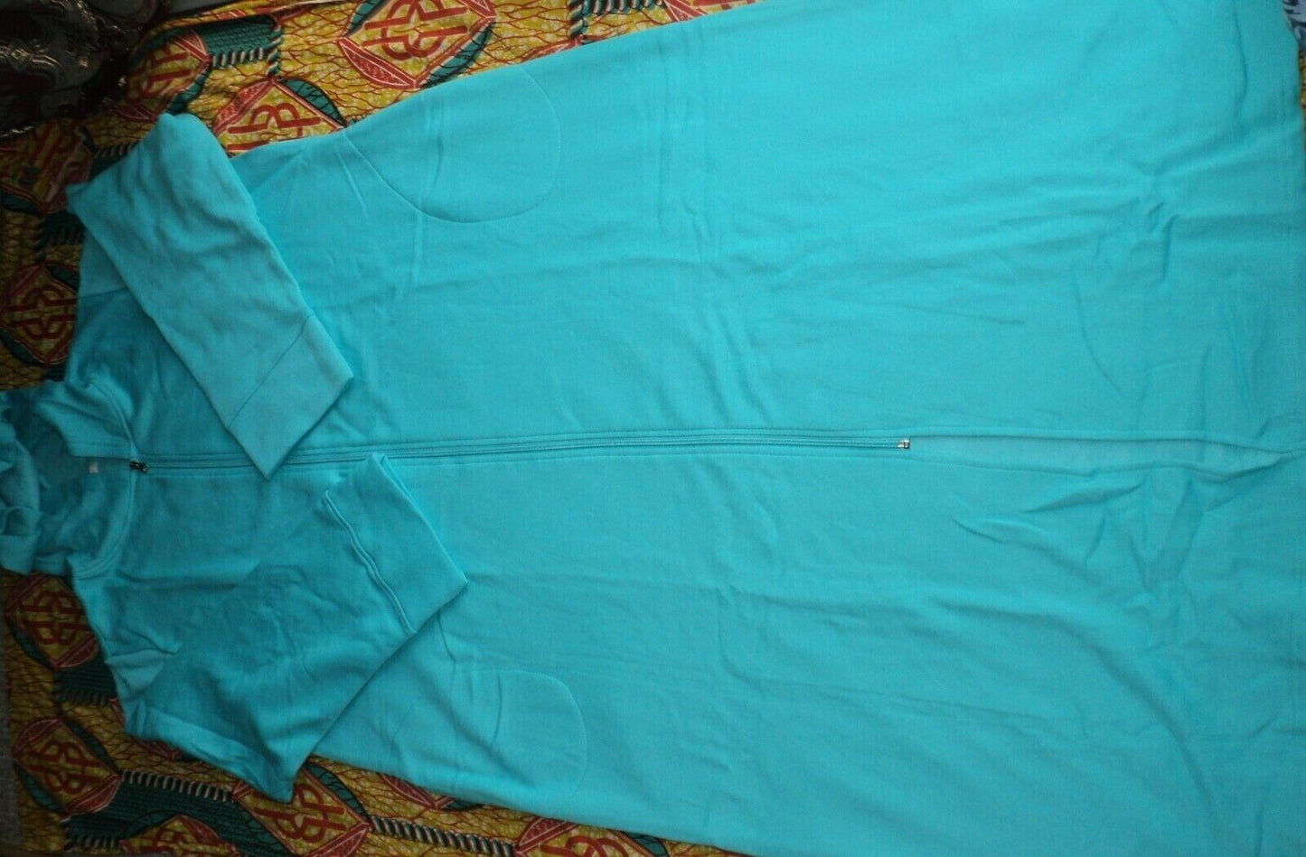 Dreams & Co. Plus Size Caribbean Blue Long Fleece Hoodie Robe Size 2X(26/28)