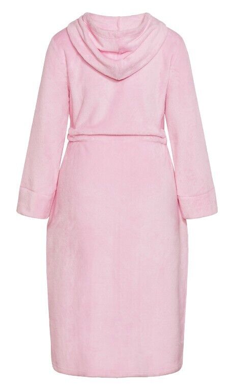 Avenue Plus Size Pink Tulle Zip Front Plain Hooded Robe Size 26/28