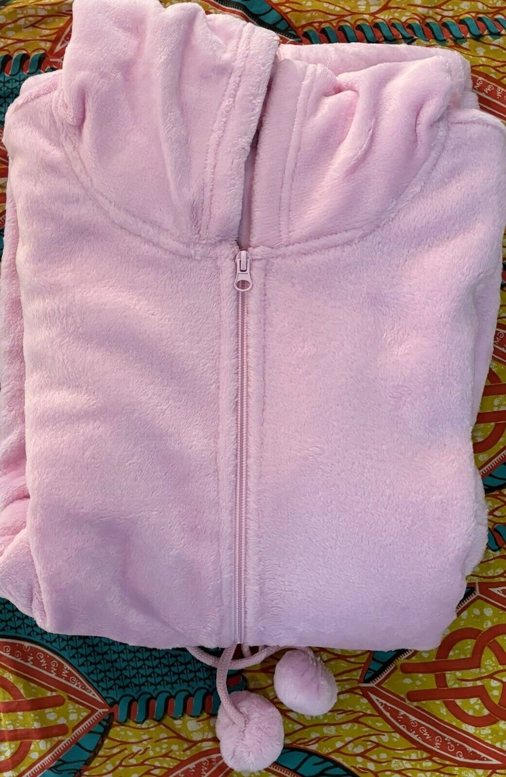 Avenue Plus Size Pink Tulle Zip Front Plain Hooded Robe Size 26/28