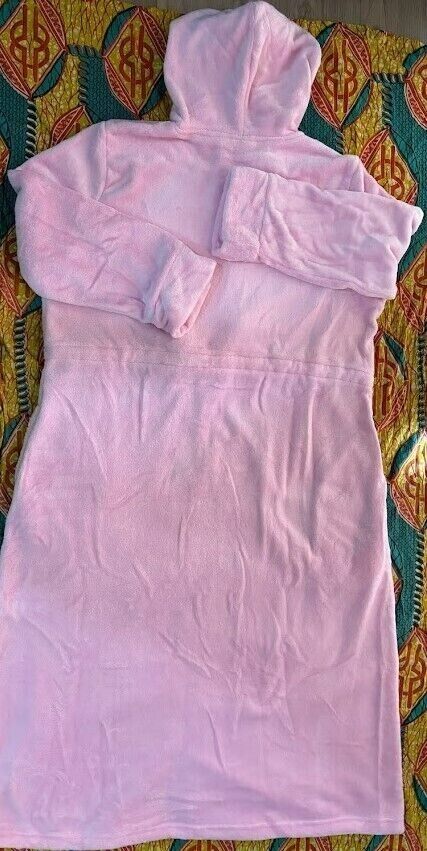 Avenue Plus Size Pink Tulle Zip Front Plain Hooded Robe Size 22/24
