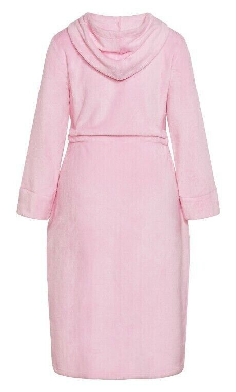 Avenue Plus Size Pink Tulle Zip Front Plain Hooded Robe Size 22/24