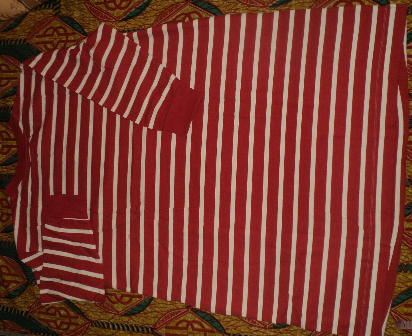 Woman Within Plus Size Vivid Red White Stripe Lace-Up Front Fleece Dress Size L