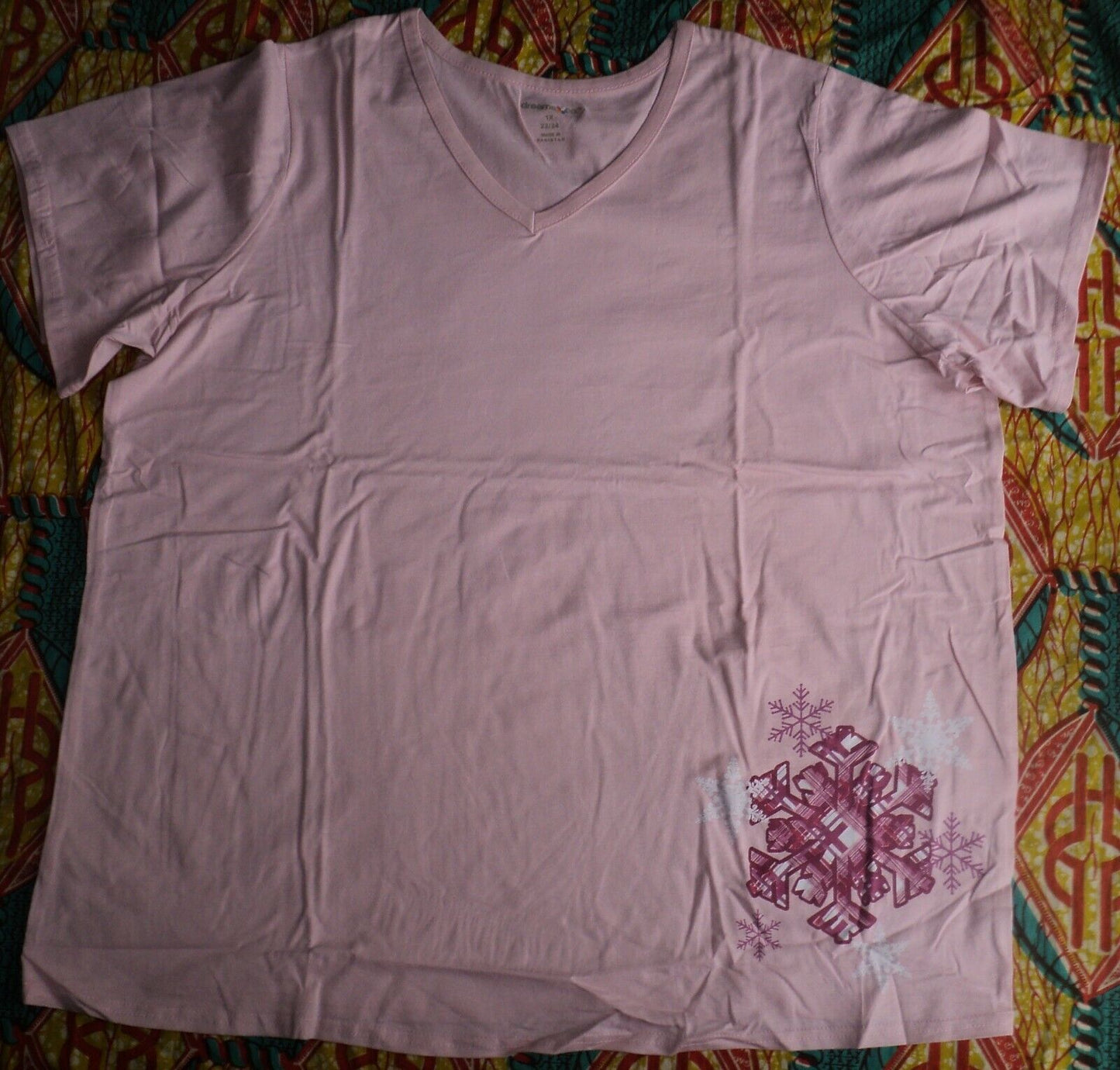 Dreams & Co. Plus Size Pink Plaid Knit Prints Pajamas Set Size 5X(38/40)