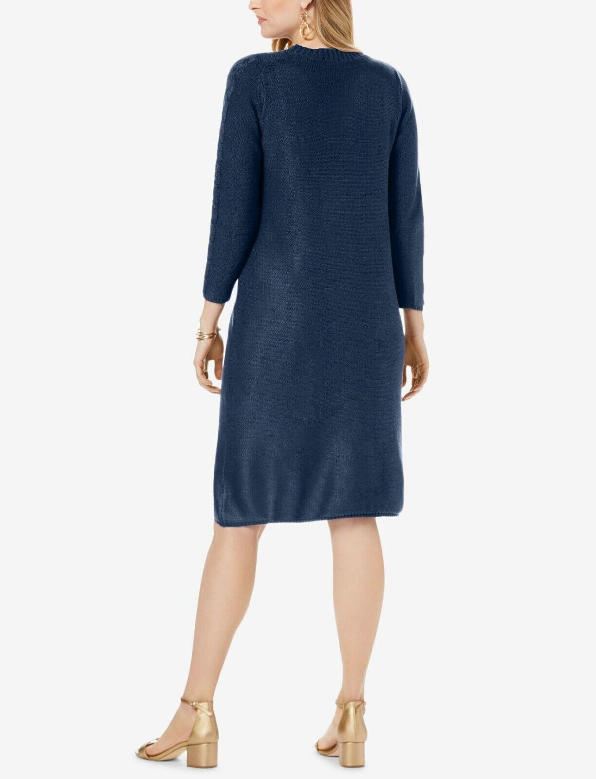 Jessica London Plus size Blue Cable Knit Long Sleeves Sweater Dress Size 30/32