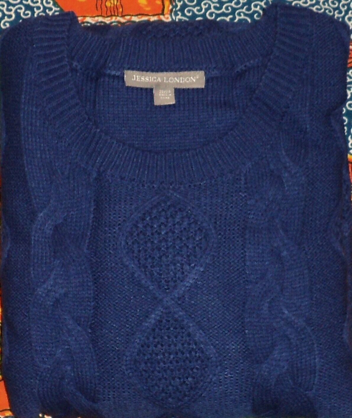Jessica London Plus size Blue Cable Knit Long Sleeves Sweater Dress Size 30/32
