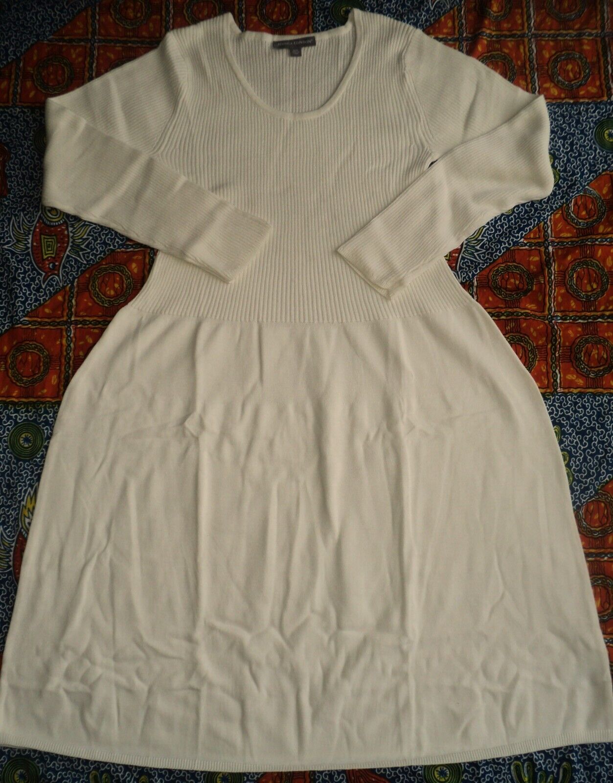 Jessica London Plus Size Ivory Cotton Ribbed Sweater Dress Size 26/28
