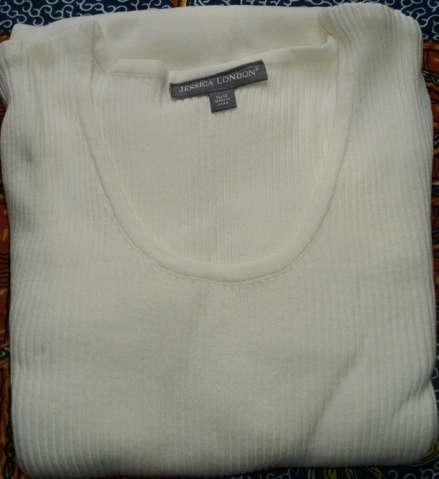 Jessica London Plus Size Ivory Cotton Ribbed Sweater Dress Size 26/28
