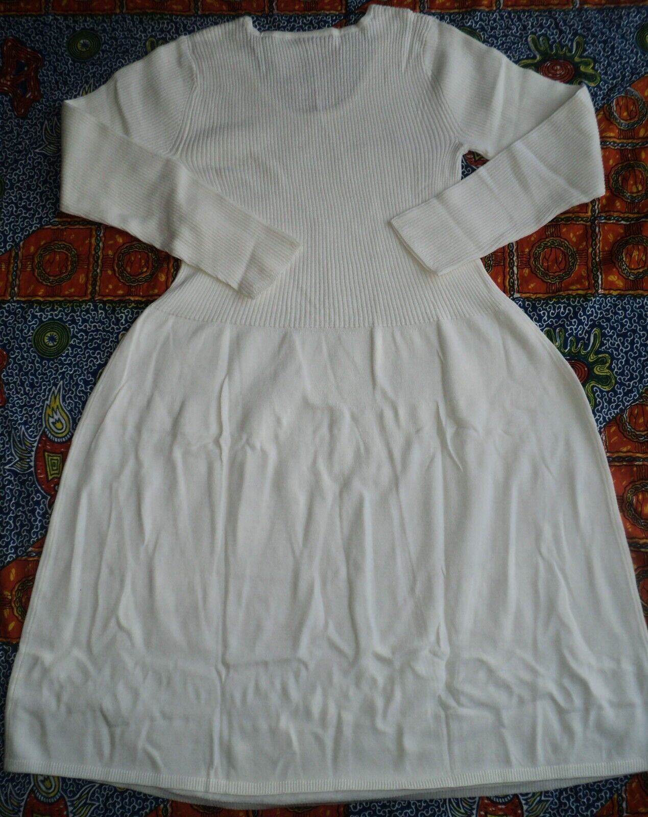Jessica London Plus Size Ivory Cotton Ribbed Sweater Dress Size 26/28