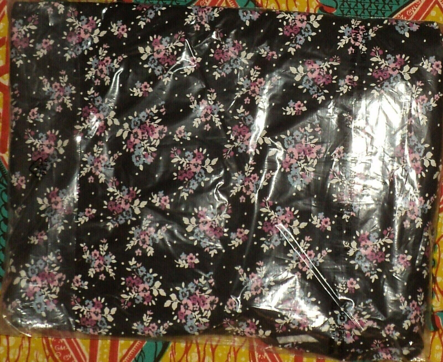 Dreams & Co. Plus Size Petite Black Bouquet Long Cotton Knit Nightgown Size 2X