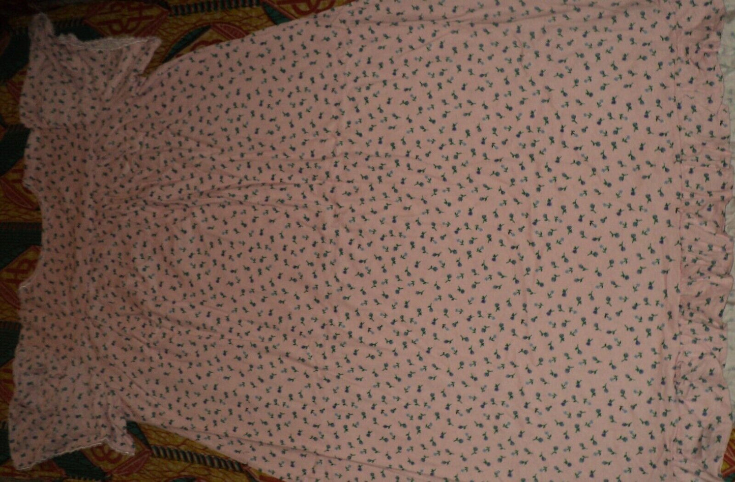 Dreams & Co. Plus Size Petite Pink Ditsy Long Cotton Knit Nightgown Size 4X