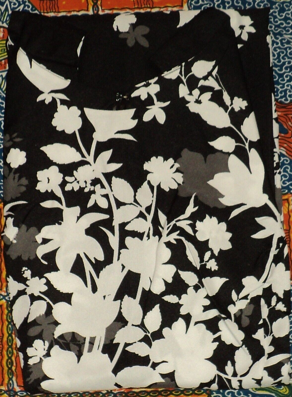 Roaman's Plus Size Sleeveless Black Vine Placement Fit-And-Flare Dress Size 34W