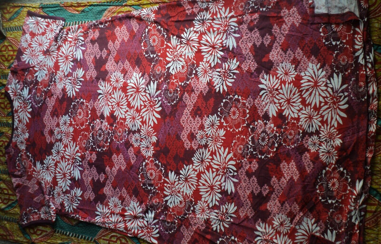 Dreams & Co. Plus Size Pomegranate Floral Long T-Shirt Lounger Size 4X(34/36)