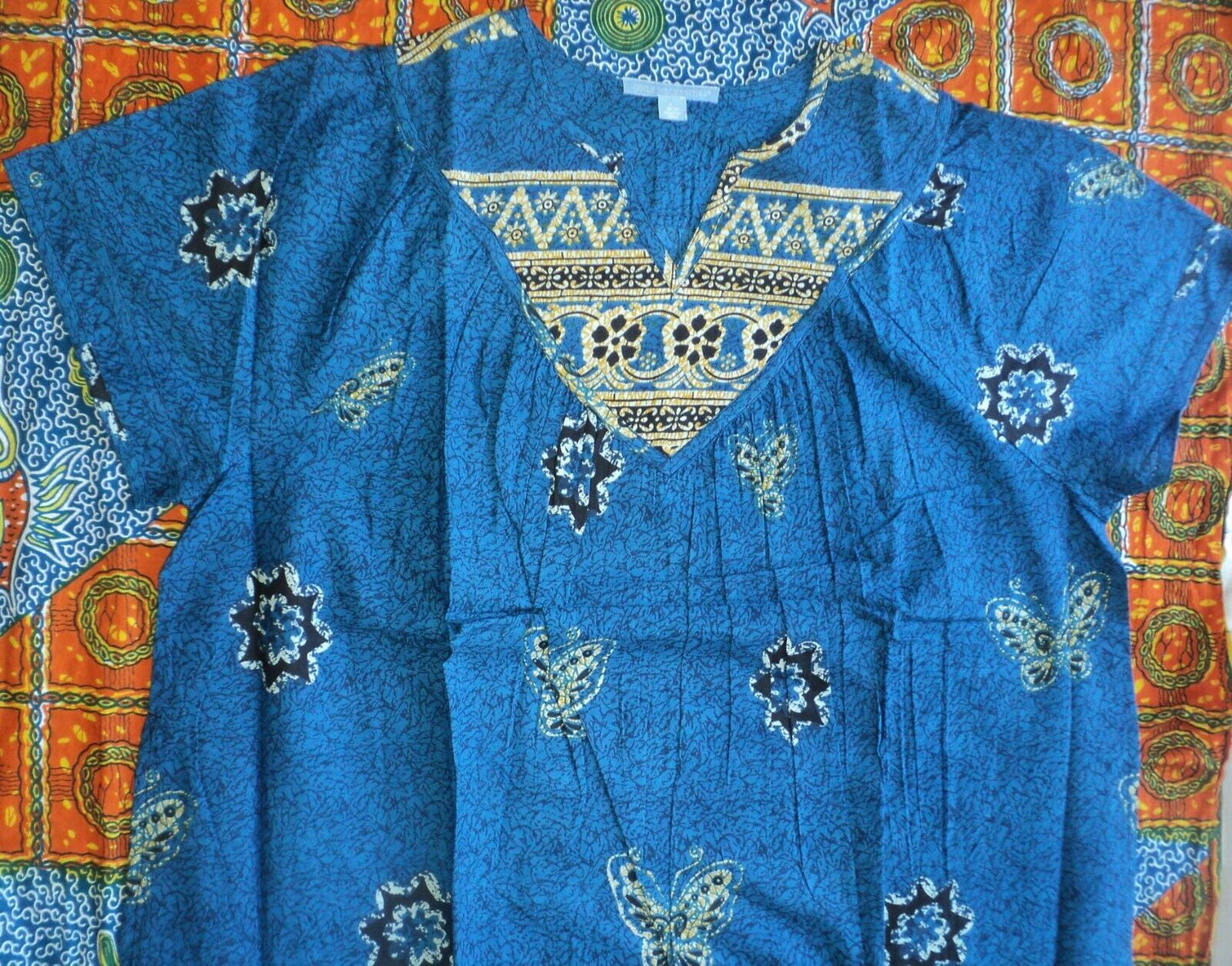 Only Necessities Plus Size Blue Butterfly Notch Neck Lounger Size 2X(26/28)