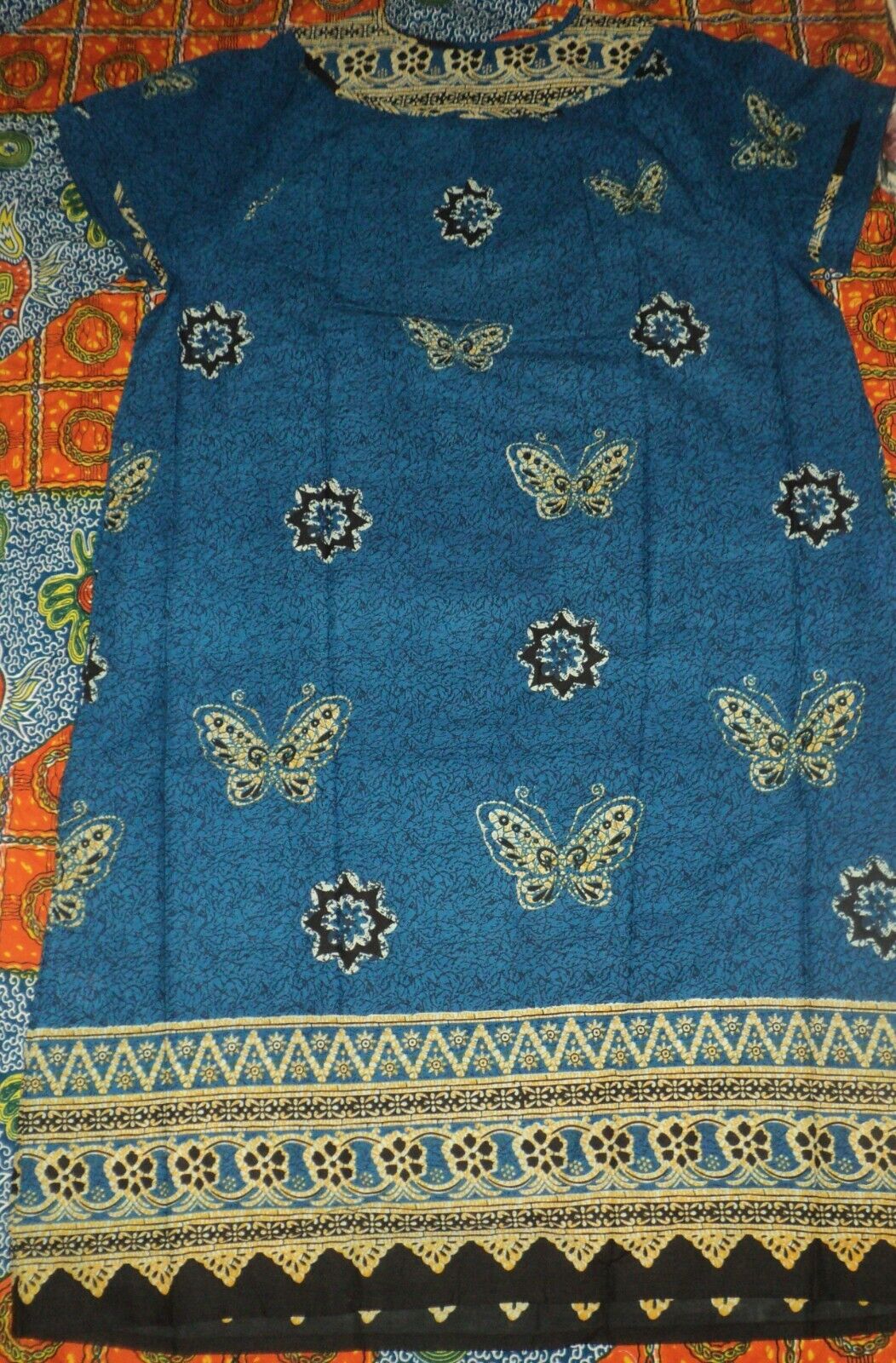 Only Necessities Plus Size Blue Butterfly Notch Neck Lounger Size 2X(26/28)