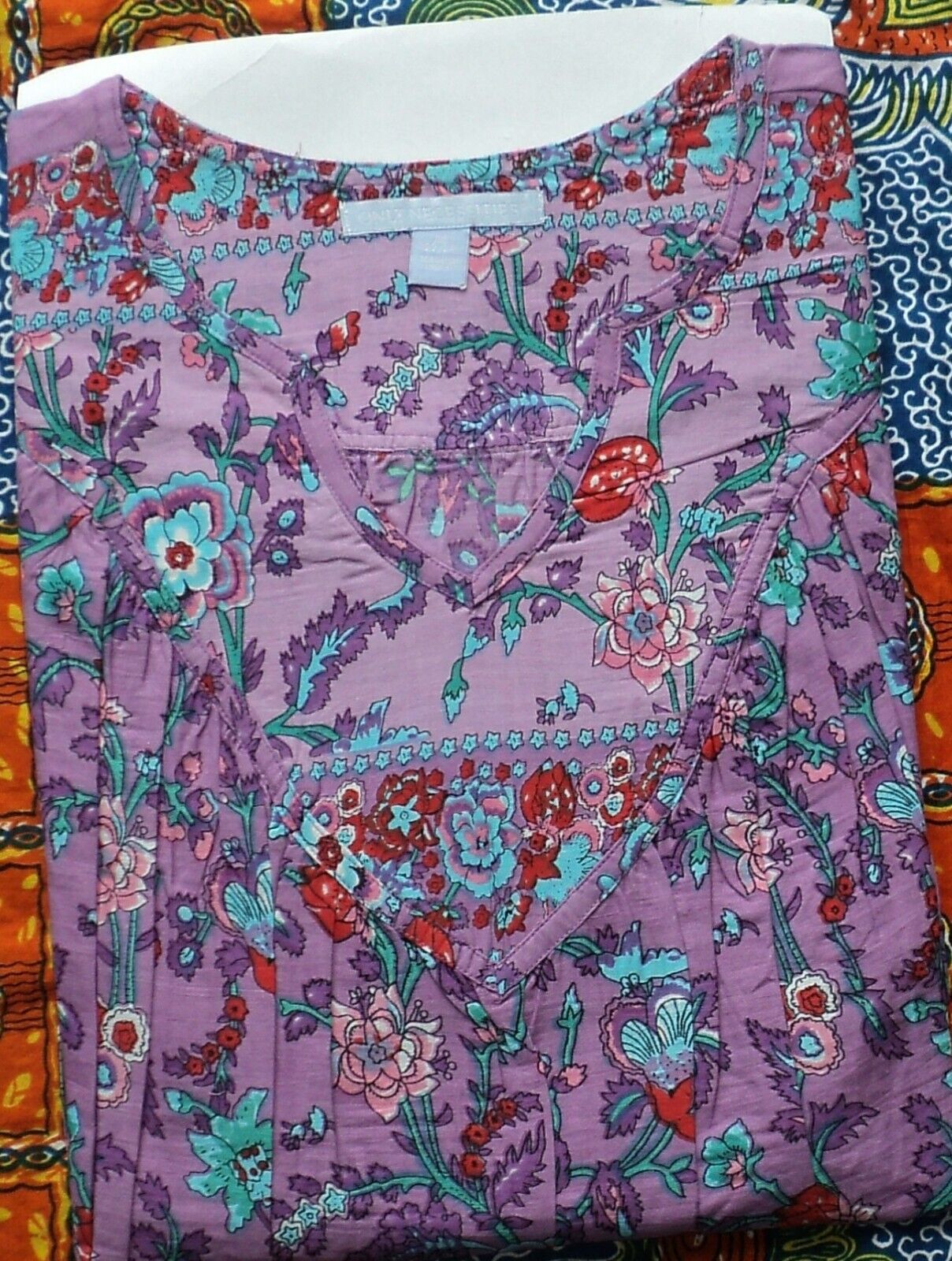 Only Necessities Plus Size Purple Floral Notch Neck Lounger Size 1X(22/24)