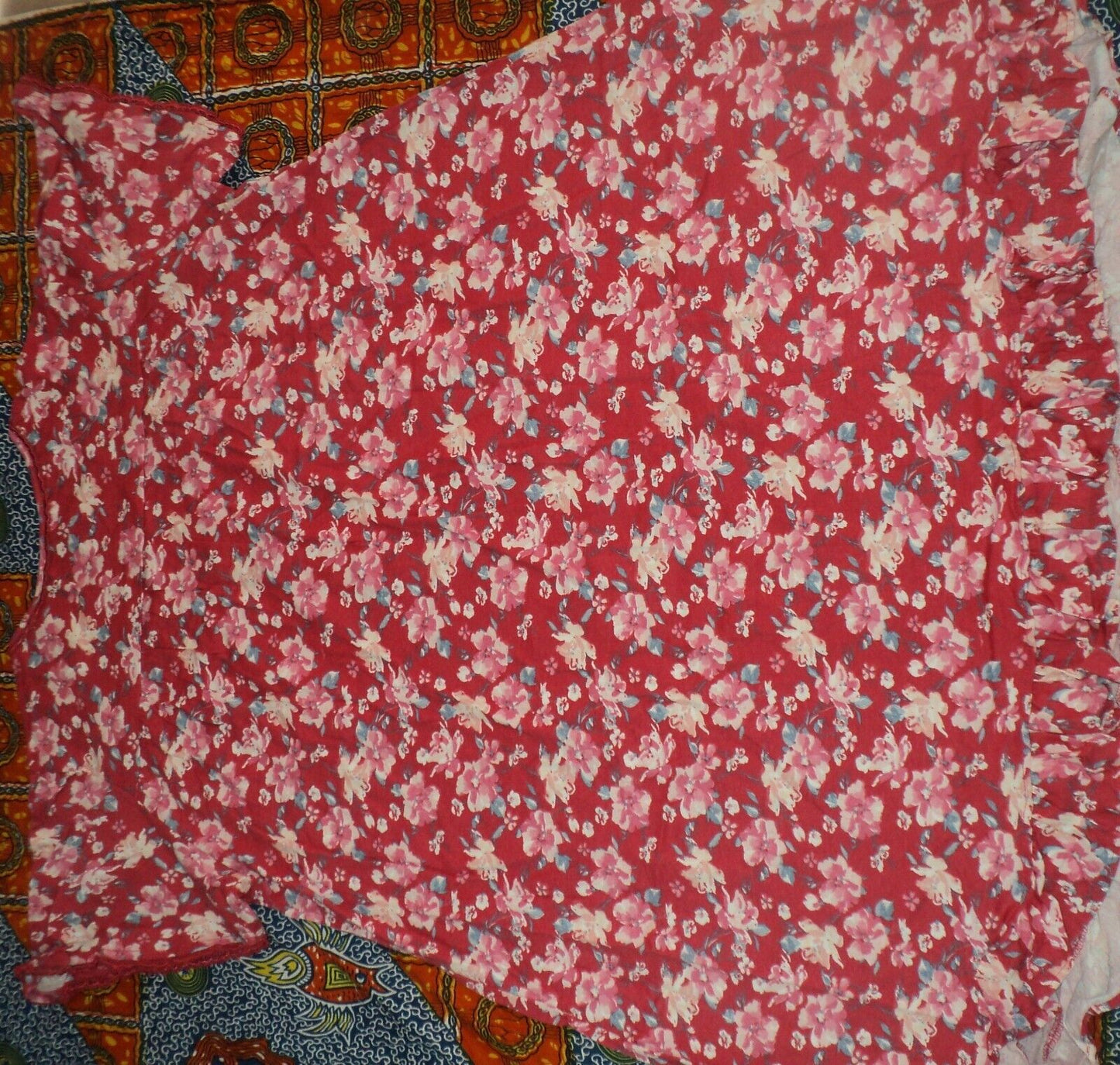 Dreams & Co. Plus Size Strawberry Roses Short Cotton Knit Nightgown Sz 1X-22/24