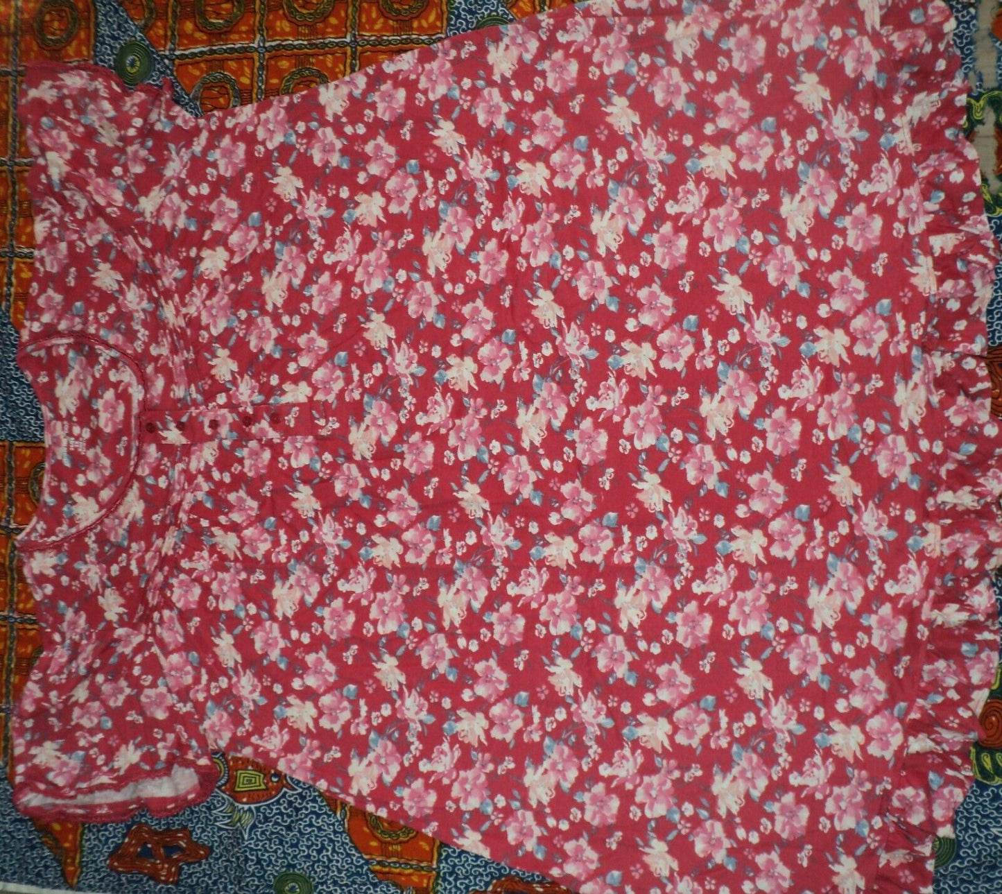 Dreams & Co. Plus Size Strawberry Roses Short Cotton Knit Nightgown Sz 1X-22/24