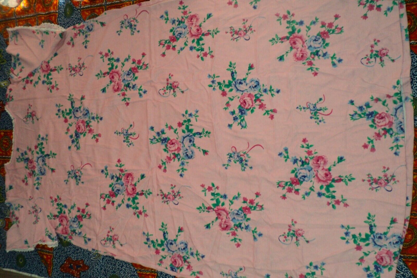 Only Necessities Plus Size Pink Floral Long Pintucked Knit Nightgown Size 4X