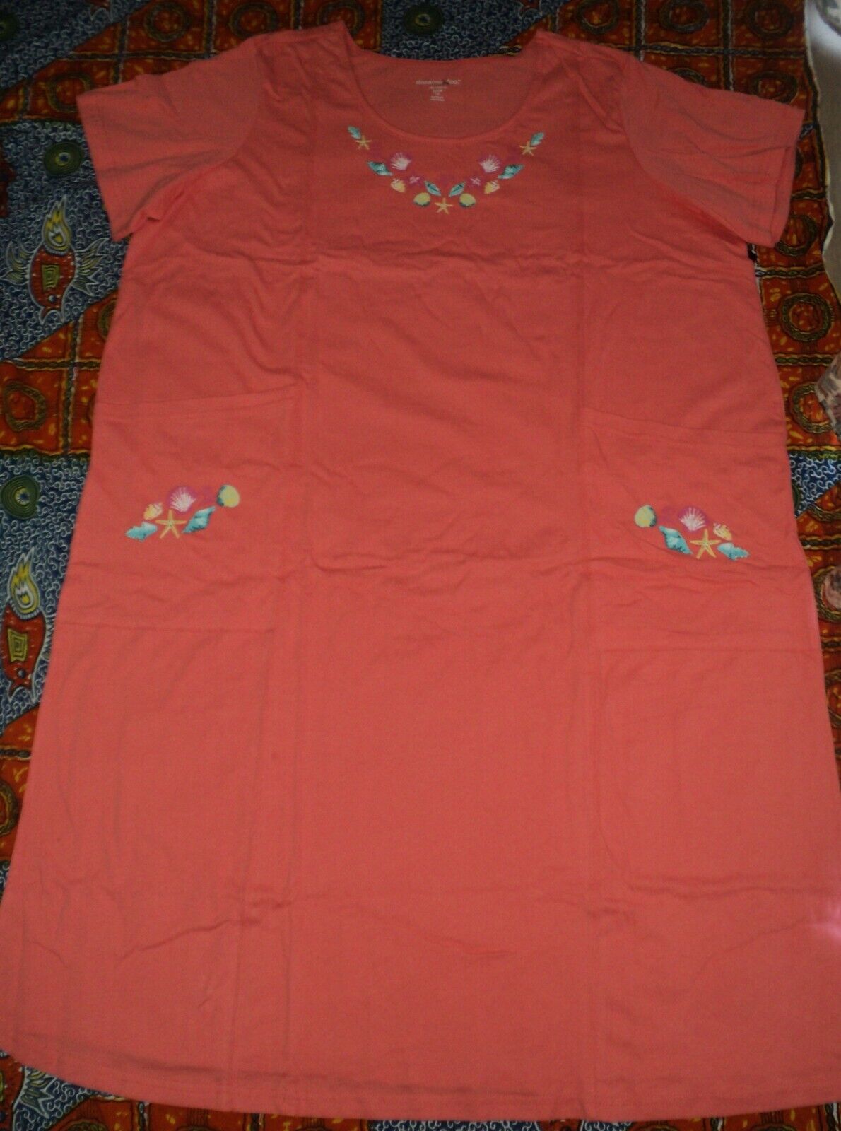 Dreams & Co. Plus Size Sweet Coral Short Sleeves Sleep Shirt Tee Size 5X(38/40)