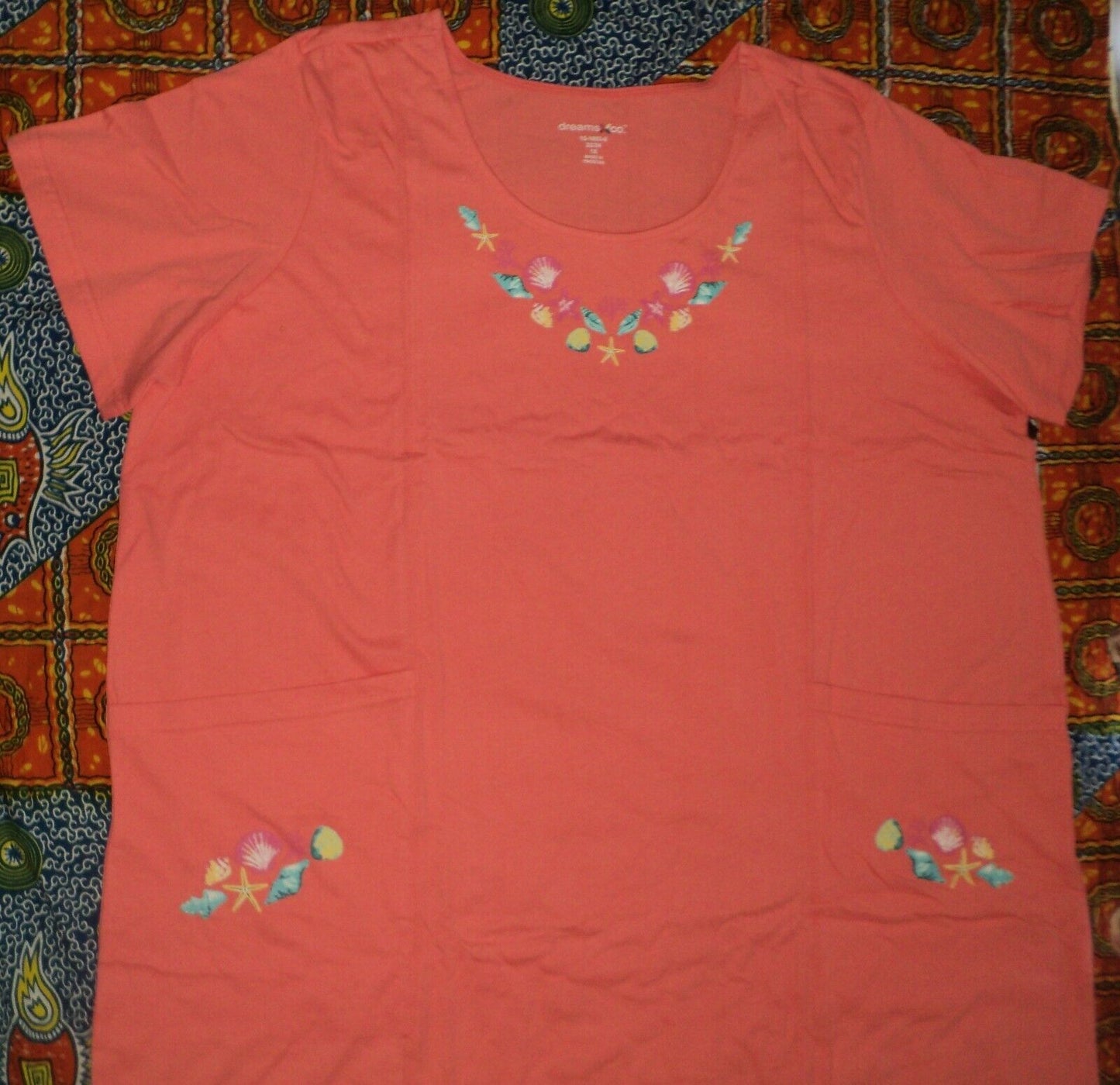 Dreams & Co. Plus Size Sweet Coral Short Sleeves Sleep Shirt Tee Size 5X(38/40)