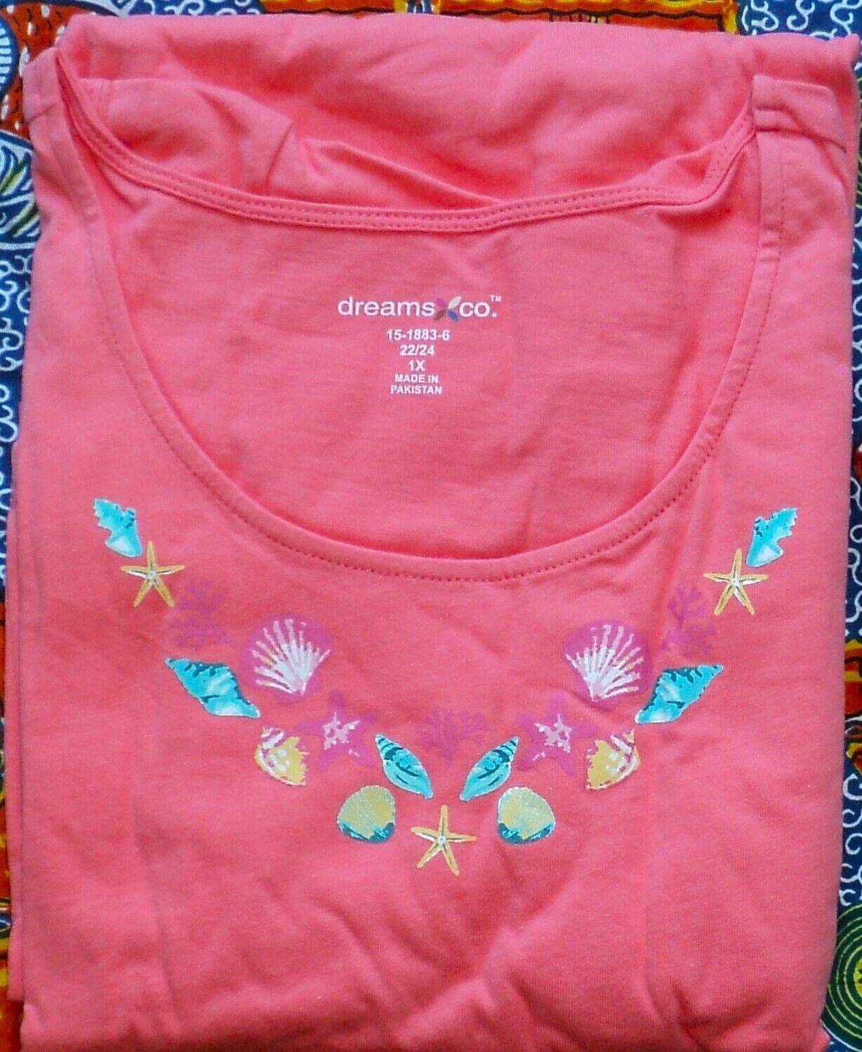 Dreams & Co. Plus Size Sweet Coral Short Sleeves Sleep Shirt Tee Size 5X(38/40)