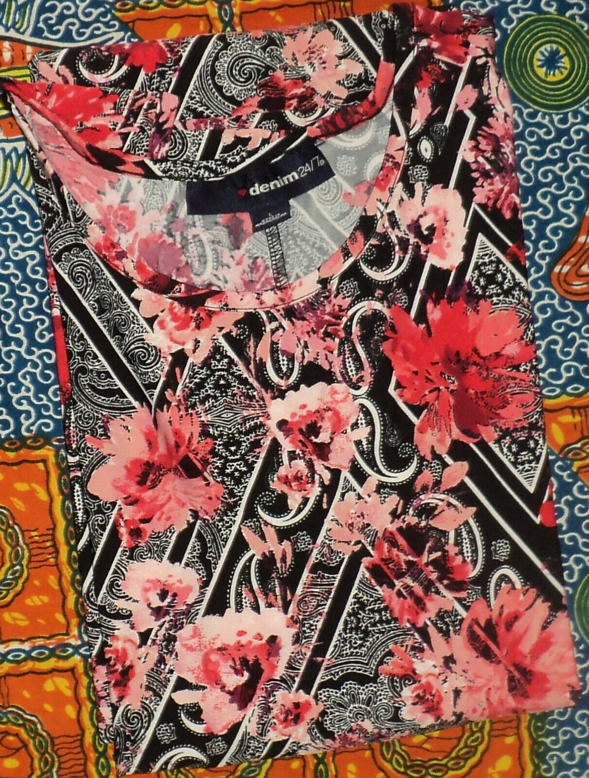 Denim 24/7 Plus Size Floral Paisley Ultra Smooth Print Maxi Dress Size 3X-30/32