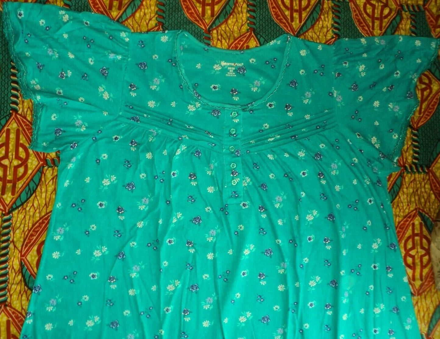 Dreams & Co. Plus Size Waterfall Bud Long Cotton Knit Nightgown Size 6X(42/44)