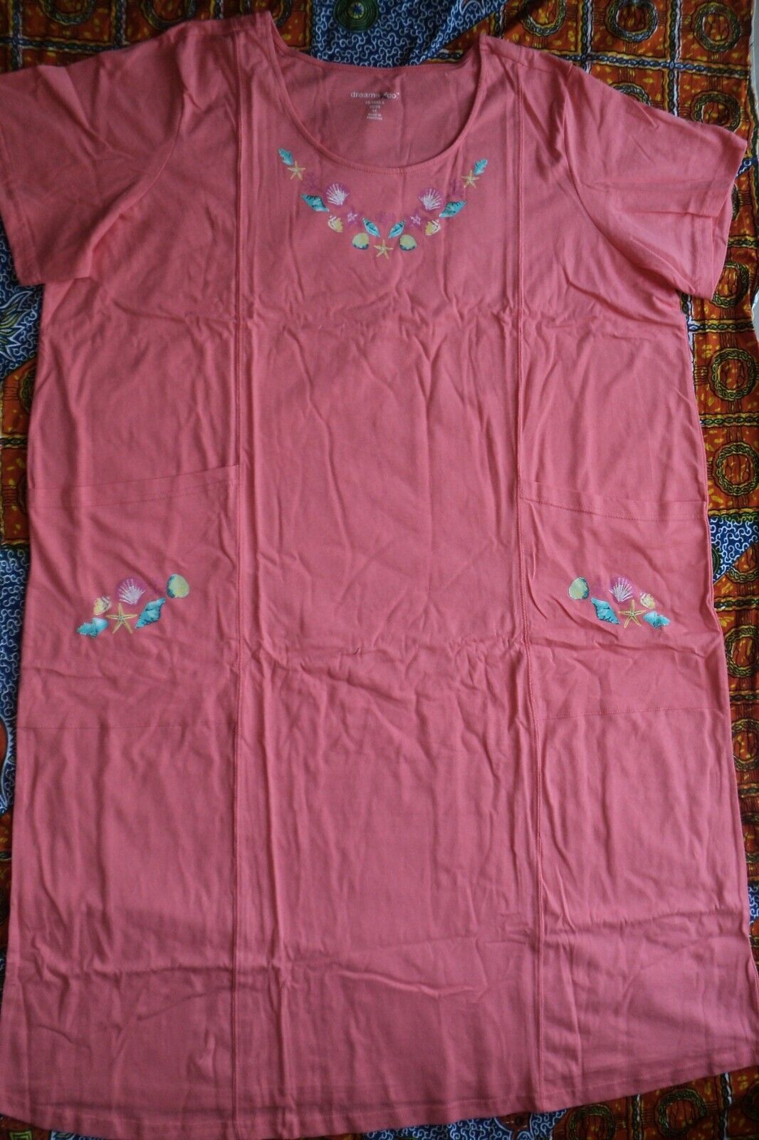 Dreams & Co. Plus Size Sweet Coral Short Sleeves Sleep Shirt Tee Size 2X(26/28)