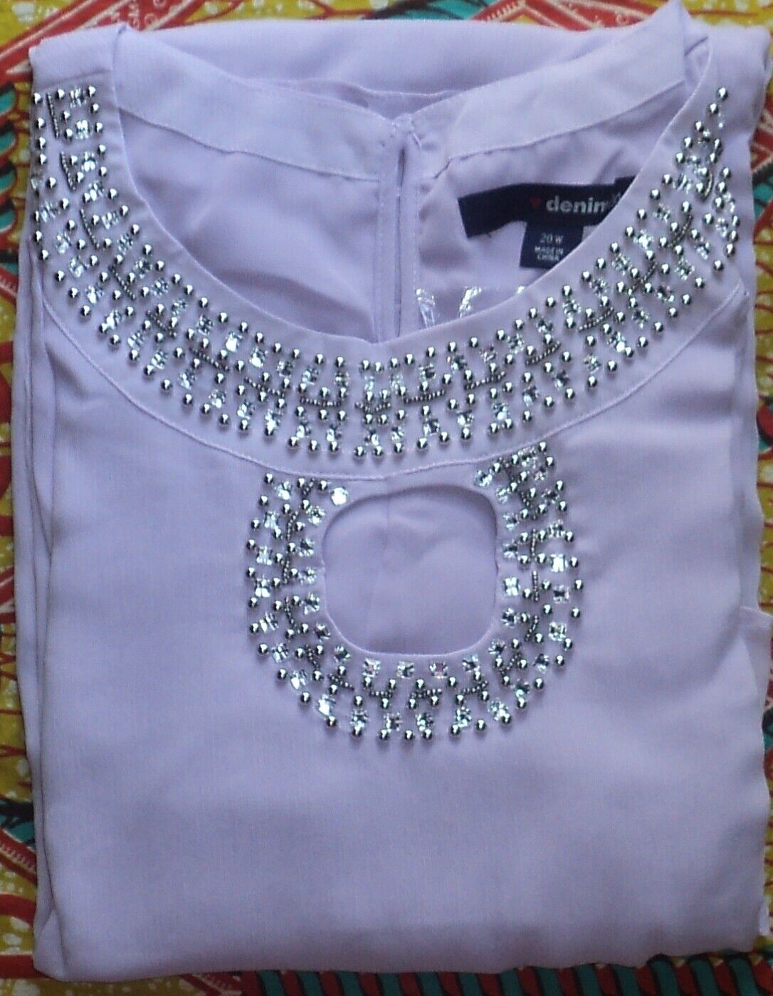 Denim 24/7 Plus Size Pale Lavender Embellished High-Low Sleeveless Dress Sz 28W