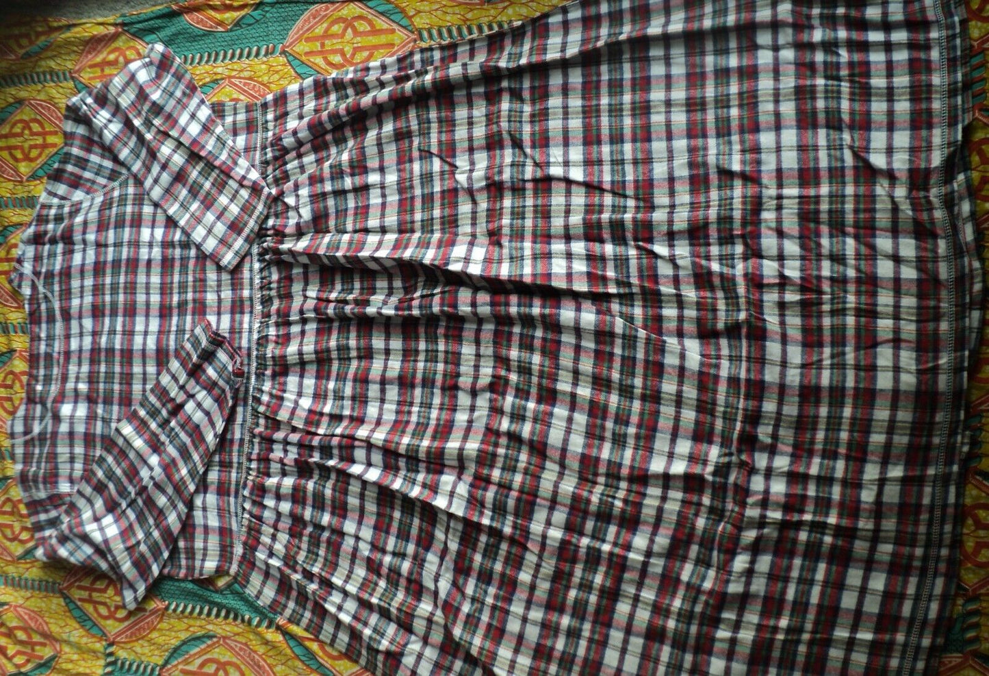 Only Necessities Plus Size Red White Plaid Flannel Snap-Front Lounger Size 2X
