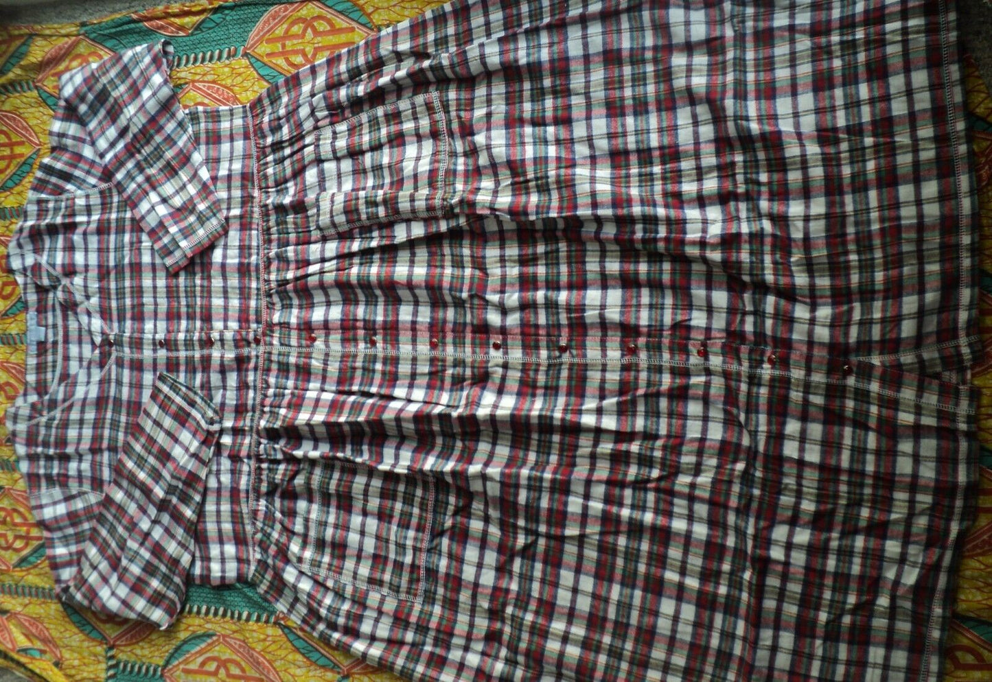 Only Necessities Plus Size Red White Plaid Flannel Snap-Front Lounger Size 2X