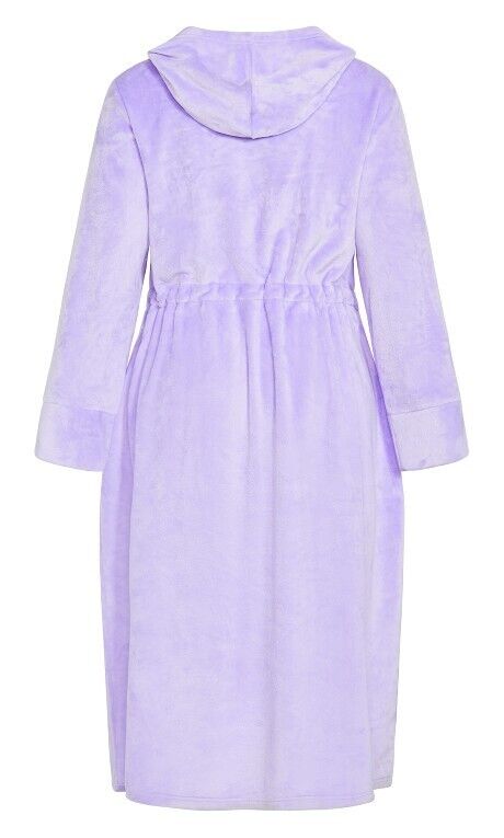 Avenue Plus Size Lavender Zip Front Plain Hooded Robe Size 14/16