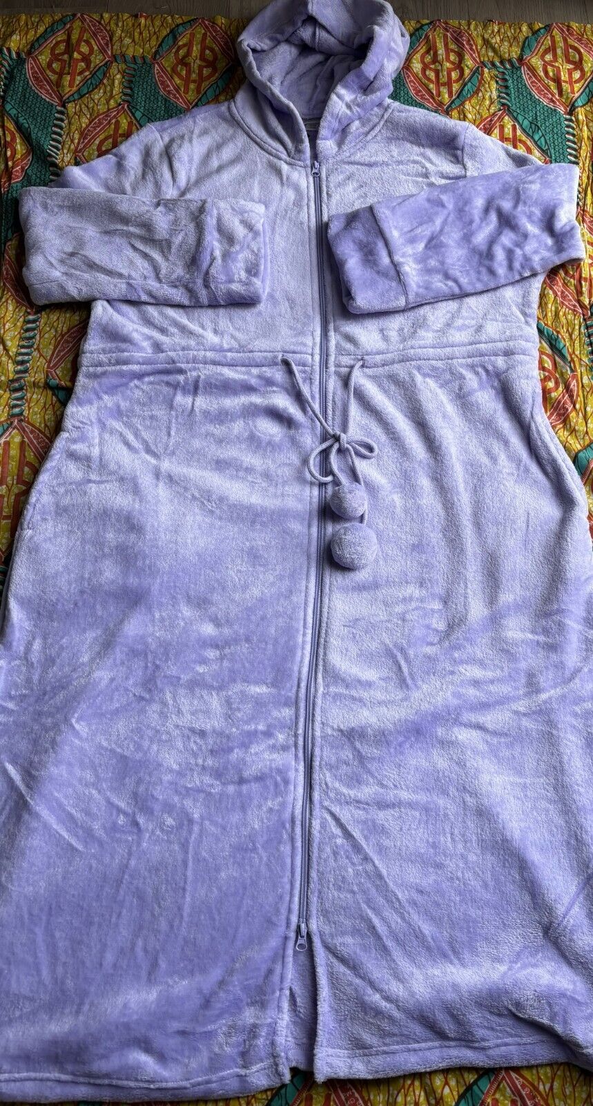 Avenue Plus Size Lavender Zip Front Plain Hooded Robe Size 14/16