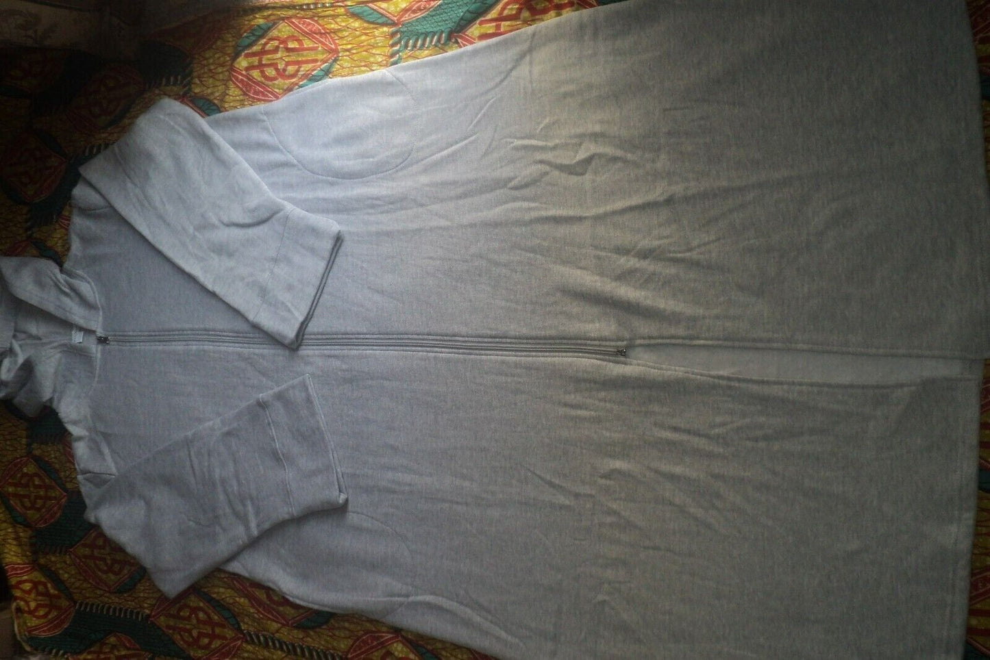 Dreams & Co. Plus Size Heather Grey Long Fleece Hoodie Robe Size 1X(22/24)