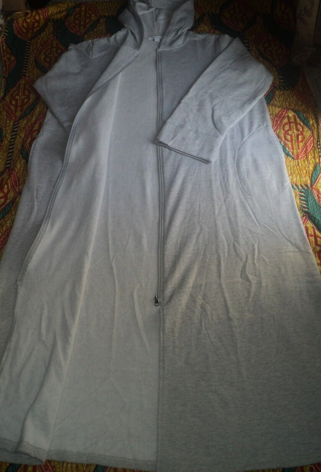 Dreams & Co. Plus Size Heather Grey Long Fleece Hoodie Robe Size 1X(22/24)