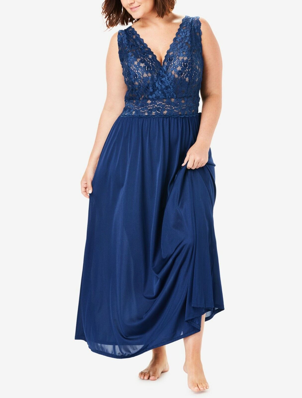 Only Necessities Plus Size Berry Long Peignoir & Robe Set Size 5X(38/40)
