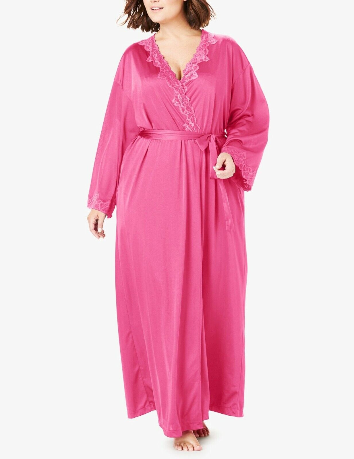 Only Necessities Plus Size Berry Long Peignoir & Robe Set Size 5X(38/40)