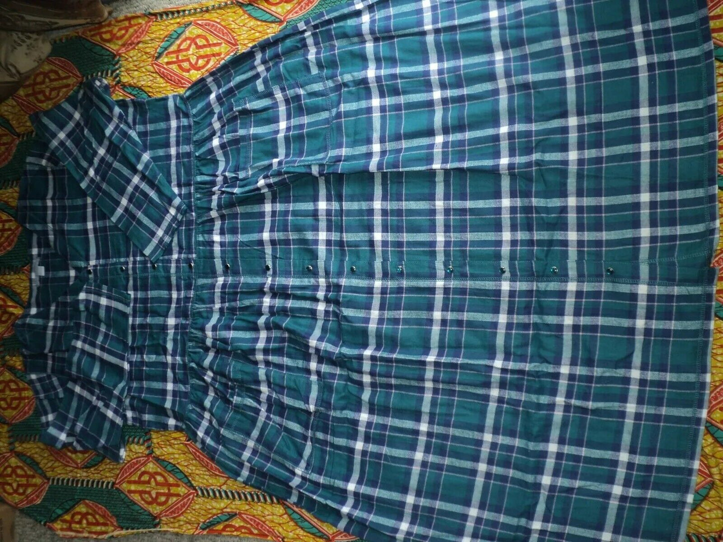 Only Necessities Plus Size Evening Blue Plaid Flannel Snap-Front Lounger Size 5X