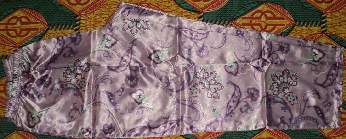 Amoureuse Plus Size Soft Iris Paisley Luxe Satin Pajama Set Size 3X (30/32)