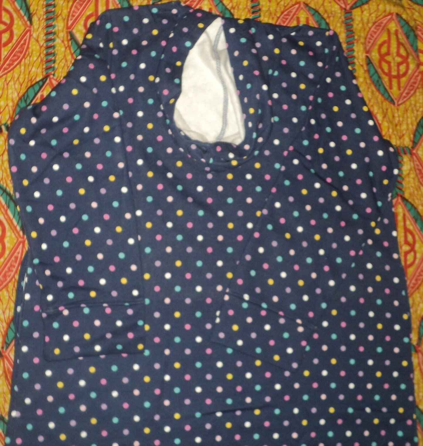 Dreams & Co. Plus Size Evening Blue Multi Dot Long Fleece Hoodie Robe Size 1X