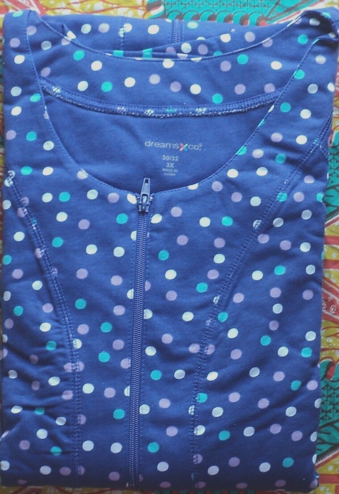 Dreams & Co. Petite Plus Size Ultra Blue Short Sleeves Long Zip-Front Robe Sz 1X