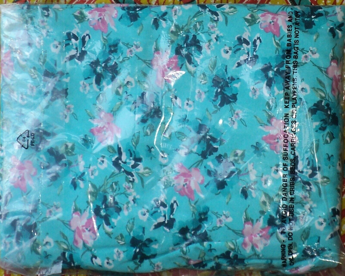 Dreams & Co. Plus Size Caribbean Blue Roses Long Cotton Knit Nightgown Size 3X
