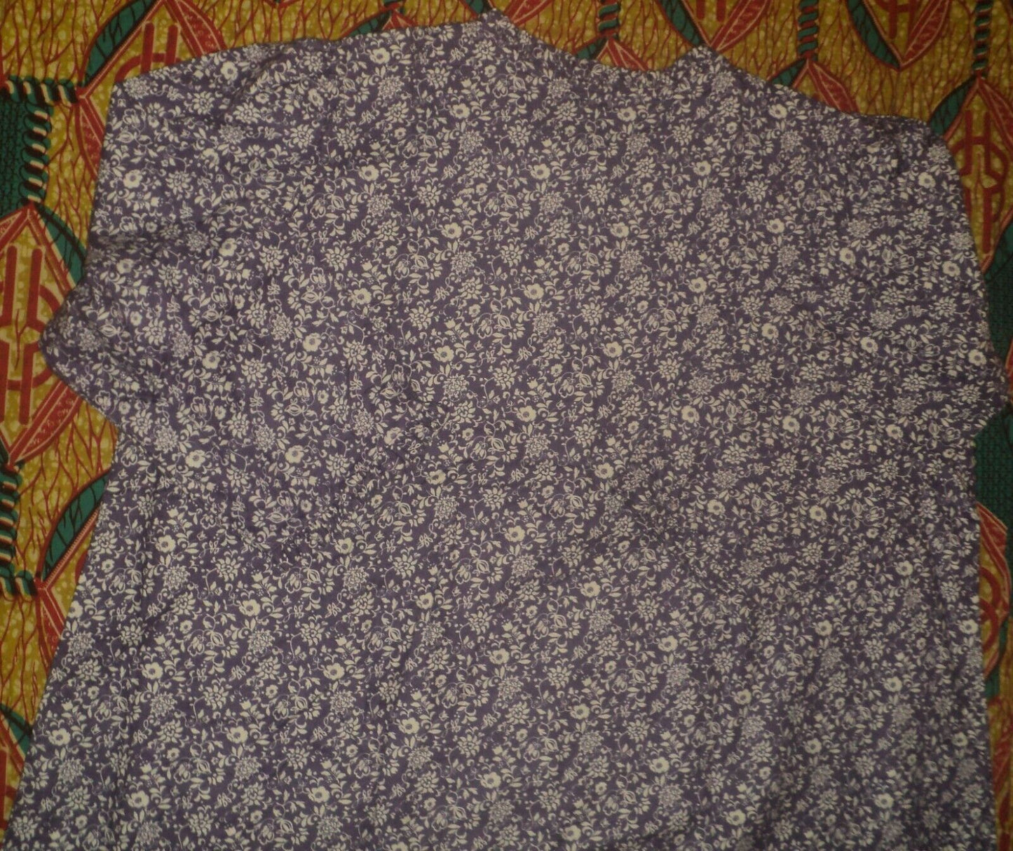 Only Necessities Plus Size Deep Iris Cotton Flannel Print Short Nightgown Sz 2X