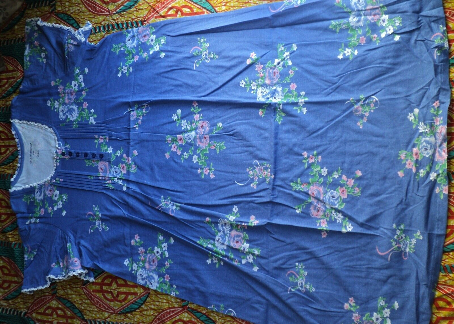 Only Necessities Plus Size Periwinkle Floral Short Pintuck Knit Nightgown Sz 4X